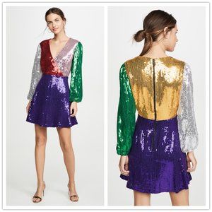 Alice + Olivia Blaze Colorblock Sequin Dress